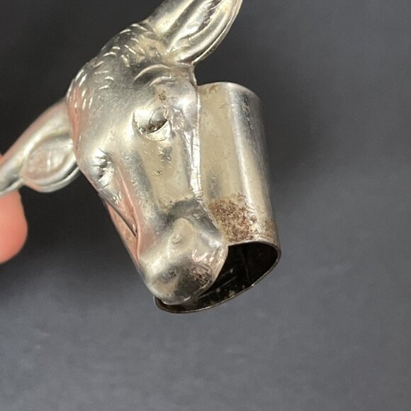 Metal Bull Head Longhorn Bolo Tie Slide Clip Vintage Texas USA - Picture 7 of 10